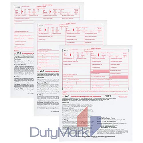 Product Cover W-3 Laser Tax Summary/Transmittal Form -2019- IRS Approved ~Pack of 25~