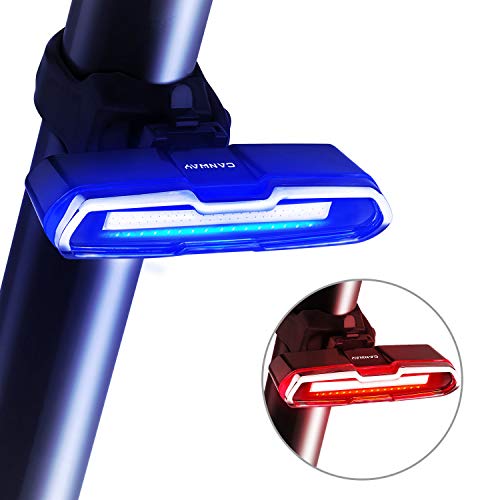 Product Cover Bike Tail Light, Canway Ultra Bright Bike Light USB Rechargeable, LED Bicycle Rear Light, Waterproof Helmet Light, 5 Light Mode Headlights with Red & Blue for Cycling Safety Flashlight Light (Color-2)
