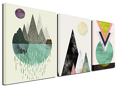 Product Cover Gardenia Art - Abstract Mountain in Daytime Canvas Prints Wall Art Paintings Abstract Geometry Wall Artworks Pictures for Living Room Bedroom Decoration, 16x12 inch/Piece, 3 Panels