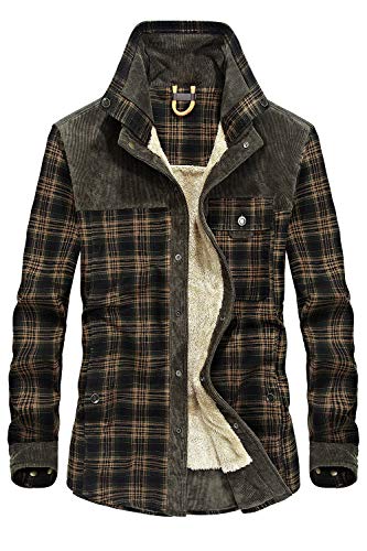 Product Cover Mr.Stream Men's Outdoor Casual Vintage Long Sleeve Plaid Flannel Button Down Shirt Jacket Light Green US M=Tag Asia 2XL