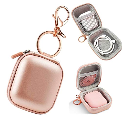 Product Cover Airpods Case Keychain, Airpods Pro Case, Airpod Charging Protective Case, Earbud Case, PU Leather Hard case, Portable Carrying Case with Metal Clasp and Keychain Compatible with Apple AirPods earphone