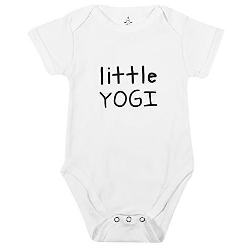 Product Cover TREELANCE Yoga Onesie Baby. Organic Cotton White Yoga Baby Clothes. Yoga Onesie for Babies. Organic Baby Shower Yoga Gift. Little Yogi 12 Months.