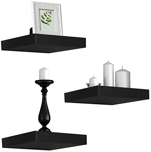 Product Cover Sorbus Floating Shelves - Hanging Wall Shelves Decoration - Perfect Trophy Display, Photo Frames (Black)