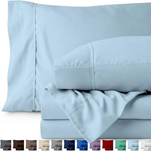 Product Cover Bare Home Twin XL Sheet Set - College Dorm Size - Premium 1800 Ultra-Soft Microfiber Sheets Twin Extra Long - Double Brushed - Hypoallergenic - Wrinkle Resistant (Twin XL, Light Blue)