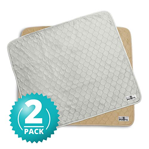 Product Cover Pet Parents Washable Dog Pee Pads (2pack) of (34x36) Premium Pee Pads for Dogs, Waterproof Whelping Pads, Reusable Dog Training Pads, Quality Travel Pet Pee Pads. Modern Puppy Pads! (1 Tan & 1 Grey)