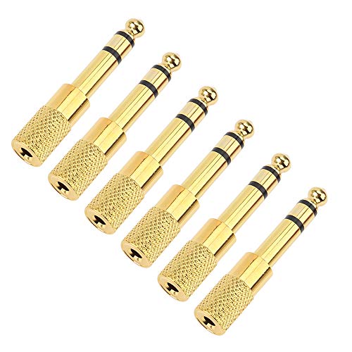 Product Cover Quarter inch Adapter, 6.35mm (1/4 inch) Male to 3.5mm (1/8 inch) Female Headphone Jack Plug, Gold Plated, 6 Pack - JOLGOO