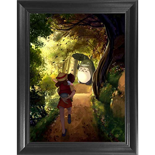 Product Cover My Neighbor Totoro - Hayao Miyazaki Japanese Anime 3D Poster Wall Art Decor Framed Print | 14.5x18.5 | Lenticular Posters & Pictures | Memorabilia Gifts for Guys & Girls Bedroom | Spirited Away Movies
