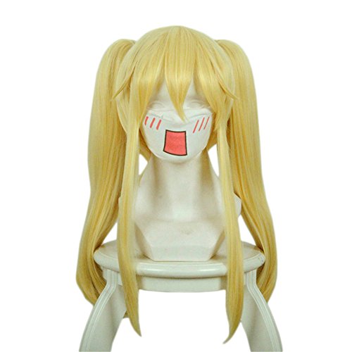 Product Cover Xingwang Queen Anime Long Straight Blonde Yellow Cosplay Wig Clip on Two Ponytails Women Girls' Party Wigs