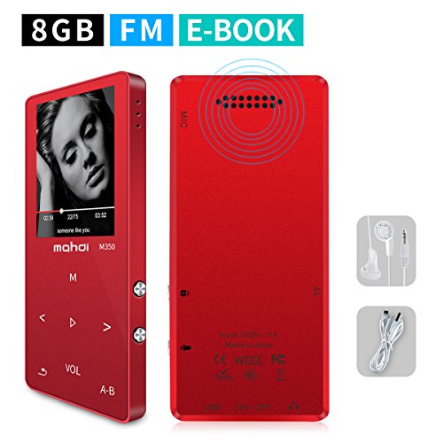 Product Cover MYMAHDI MP3/MP4 Music Player,8GB(Expandable Up to 128GB) Portable Audio Player with Photo Viewer, Voice Recorder, FM Radio, A-B Playback, E-Book,Build-in Speaker with Headphone,Red
