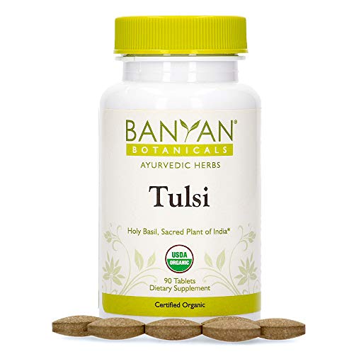 Product Cover Banyan Botanicals Organic Tulsi, Holy Basil Tablets 90 ct - Adaptogen Supplement Promotes Optimal Function of The Lungs, Heart, Digestion. Supports Stress Relief and Healthy Inflammatory Response**