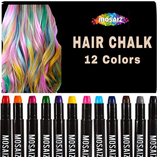 Product Cover Hair Chalk for Girls and Boys 12 Colors with Black and Brown Washable Temporary Hair Color for Kids, Great Birthday Gift for Girls Age 4 5 6 7 8 9 10 11, Face Paint Party, Girl Gifts,Christmas, Spa
