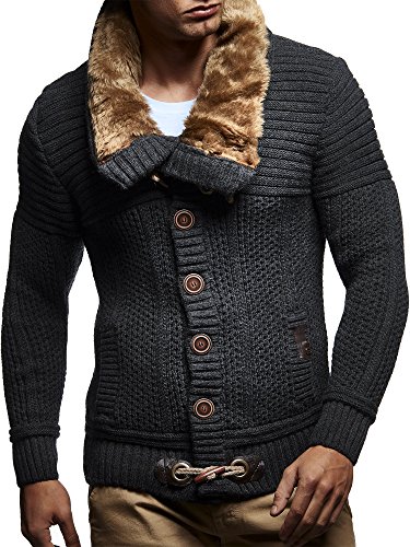 Product Cover Leif Nelson Men's Knitted Cardigan | Long-sleeved slim fit hoodie | Stylish button up cardigan with shawl collar for Men