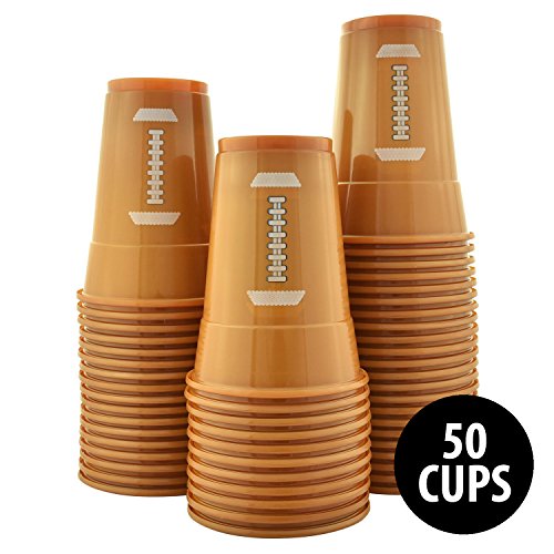 Product Cover KOVOT 50-Pack 16 Ounce Football Cups | Soft Plastic Football Party Cups (50 Cups Included)