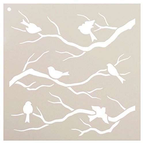 Product Cover Birds & Branches Stencil by StudioR12 | Reusable Mylar Template | Crafters and Sign Makers can Paint DIY Nature Home Decor - Furniture - Scrapbook- Cards - Choose Size (9