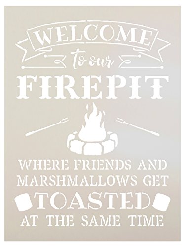 Product Cover Welcome to Our Firepit Stencil by StudioR12 | Rustic and Fun - Reusable Mylar Template | Painting, Chalk, Mixed Media | Crafting, DIY Home Decor (9
