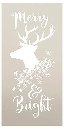 Product Cover Merry & Bright - Reindeer and Snowflake - Word Art Stencil - STCL2026 - by StudioR12 (7