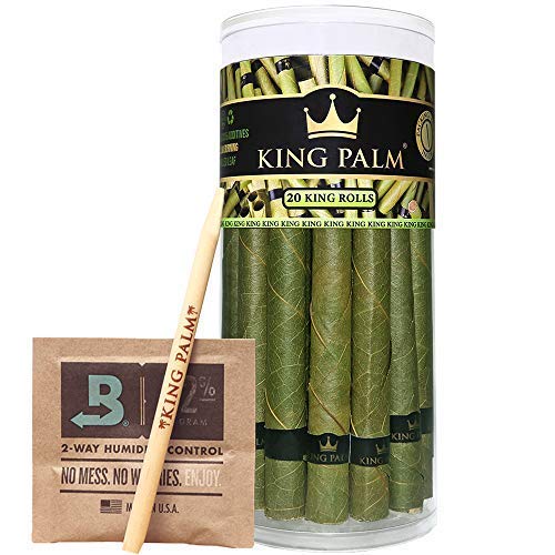 Product Cover King Palm King Size Palm Leafs | 20 Pack | Natural Slow Burning Pre-Rolled Leaf With Packing Stick and Humidifying Pack