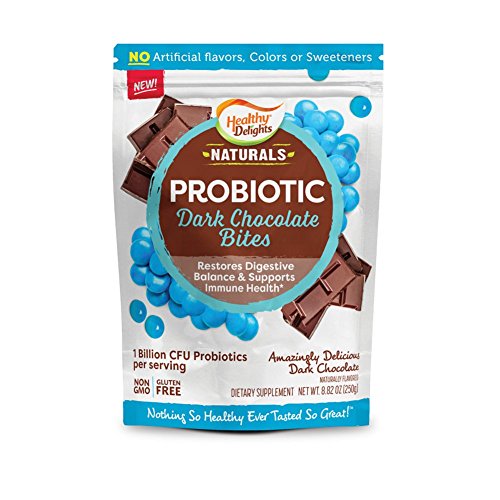 Product Cover Healthy Delights Naturals,  Probiotic Dark Chocolate Bites, Digestive Support, Immune Health, Non-GMO, Gluten Free, 30 Ct