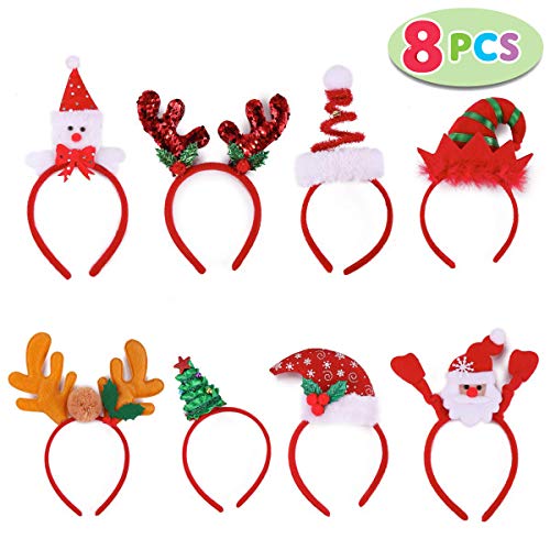 Product Cover JOYIN Pack of 8 Christmas Headbands with Different Designs for Christmas and Holiday Parties (ONE Size FIT ALLL)