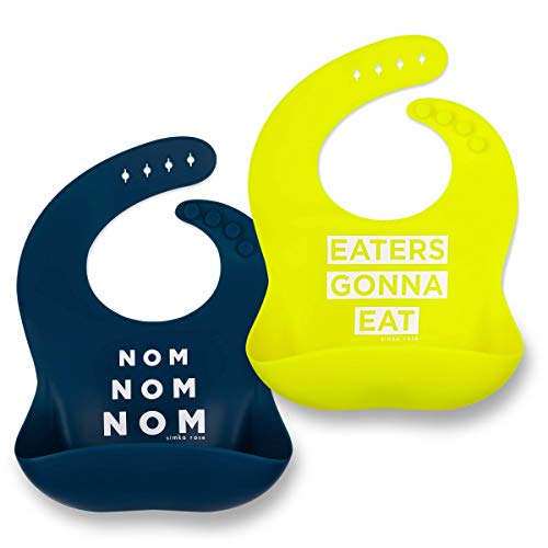 Product Cover Silicone Baby Bibs for Girls and Boys - Waterproof Bib Set for Babies and Toddlers - BPA Free Feeding and Weaning Bibs - Modern, Soft, Easy to Clean (Navy/Lime)
