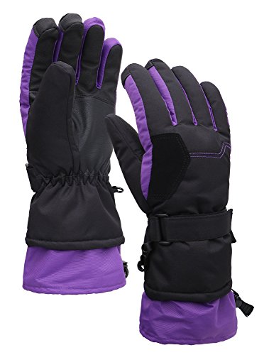 Product Cover Women's Thinsulate Insulated Waterproof Ski Gloves, Black w/Lavender, M
