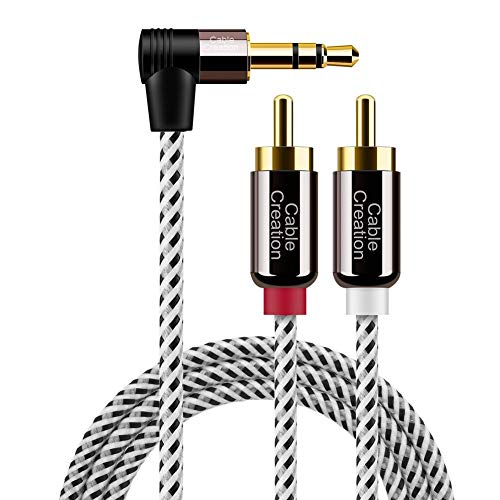 Product Cover 3.5mm to RCA Cable,CableCreation 6 Feet Angle 3.5mm Male to 2RCA Male Auxiliary Stereo Audio Y Splitter Gold-Plated for Smartphones, MP3, Tablets, Speakers,Home Theater,HDTV,2m