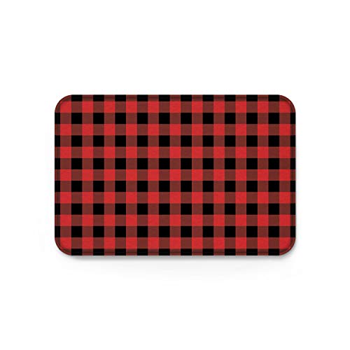 Product Cover Rustic Red Black Buffalo Check Plaid Pattern Bath Mat Rugs Non-Slip Soft Absorbent Bathroom Kitchen Floor Mat Carpet