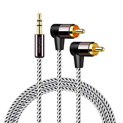 Product Cover RCA Cable, CableCreation Angle 3.5mm to 2-Male RCA Adapter Audio Stereo Cable Compatible with TV, Smartphones, MP3, Tablets, Speakers, Home Theater&More, 1.6ft/0.5m
