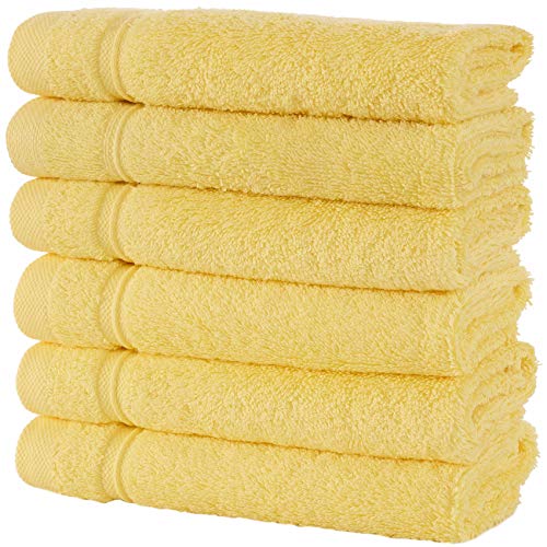 Product Cover Qute Home Washcloths - 6 Pack, (13 x 13 inches) | Super Soft Highly Absorbent | Spa & Hotel Quality Towels (Yellow)