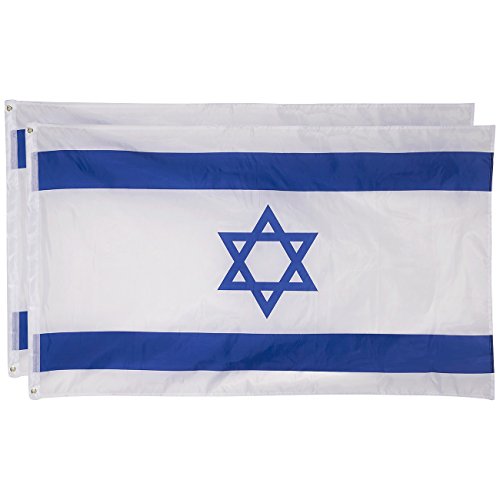Product Cover Israel Flags - Pack of 2 Israeli Flags - Perfect for Jewish Events - 3 x 5 Foot Flags with Grommets