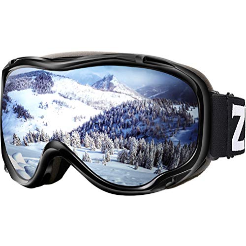 Product Cover ZIONOR Lagopus Ski Snowboard Goggles UV Protection Anti Fog Snow Goggles for Men Women Youth VLT 8.6% Black Frame Silver Lens
