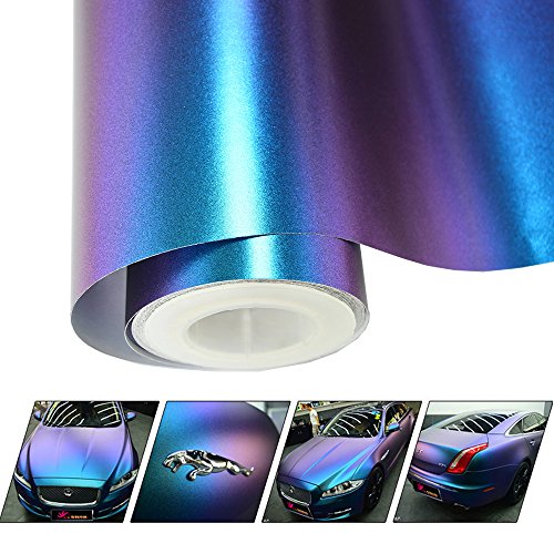 Product Cover VINYL FROG Chameleon Vinyl Wrap Matte Metallic Vehicle Film Purple to Blue Stretchable Air Release DIY Decals 11.8