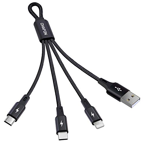 Product Cover CHAFON Multi Charging Cable Short,3 in 1 Multiple USB Charge Cable Micro USB, Type C Connectors Compatible with Tablets/Samsung Galaxy/Google Pixel/LG and More