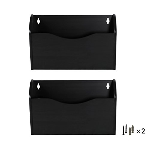 Product Cover PAG 2 Pockets Hanging Wall File Holder Wall Mount Mail Organizer, Black