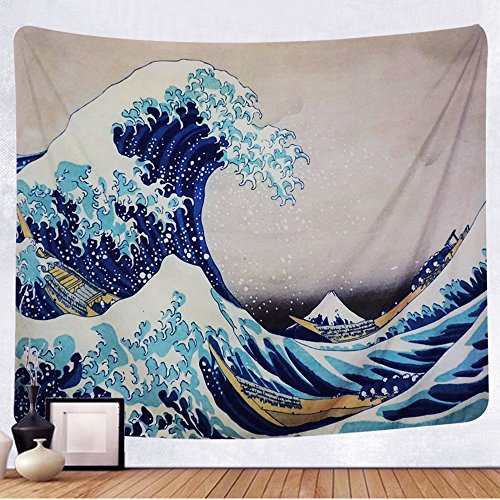 Product Cover TENALY Tapestry Wall Hanging, Great Wave Kanagawa Wall Tapestry with Art Nature Home Decorations for Living Room Bedroom Dorm Decor in 59.1x78.7 Inches