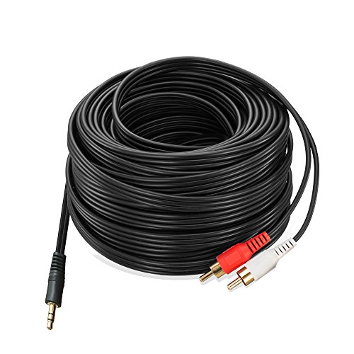 Product Cover RCA Aux Audio Cable 100 Feet,Ruaeoda 3.5mm Aux to 2RCA Male Stereo Audio Y Cable