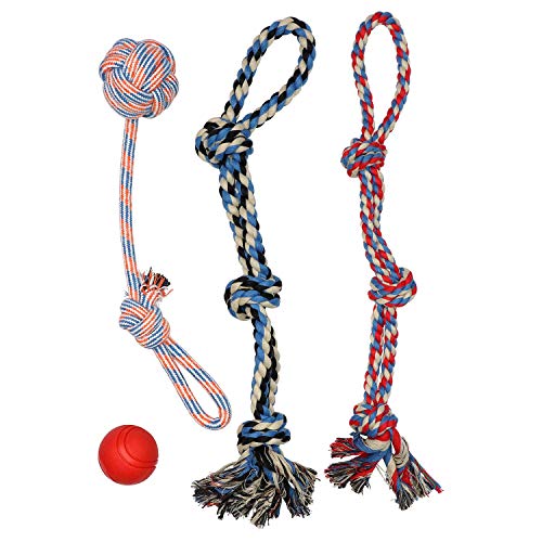Product Cover XL DOG ROPE TOYS FOR AGGRESSIVE CHEWERS - LARGE DOG BALL FOR LARGE AND MEDIUM DOGS - BENEFITS NON-PROFIT DOG RESCUE - LARGE FLOSS ROPE FOR DOGS DENTAL HEALTH - 100% COTTON ROPE TOY FOR LARGE DOGS