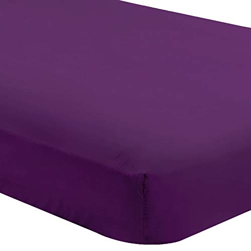 Product Cover Bare Home Fitted Bottom Sheet Twin Extra Long - Premium 1800 Ultra-Soft Wrinkle Resistant Microfiber - Hypoallergenic - Deep Pocket (Twin XL, Plum)