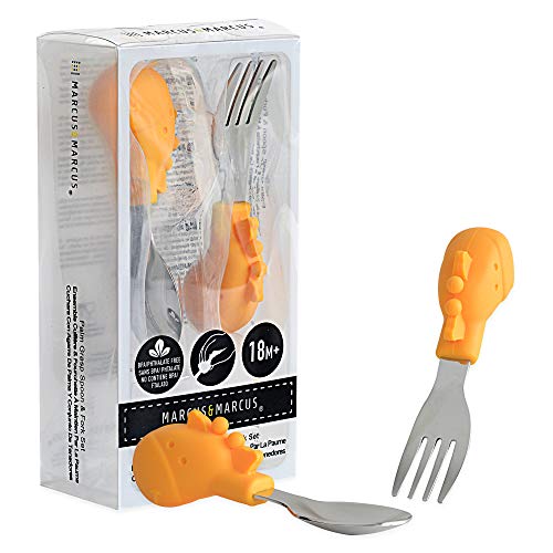 Product Cover Fork & Spoon Baby Feeding Set | Palm Grasp Toddler Utensils | Perfect Baby Shower Gifts | BPA Free Soft Grip | Lola The Giraffe