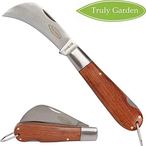 Product Cover Truly Garden Folding Garden Knife. This Hawkbill Blade is Curved Making it Great for Hundreds of Uses. Not Just a Great Gift for a Gardener.