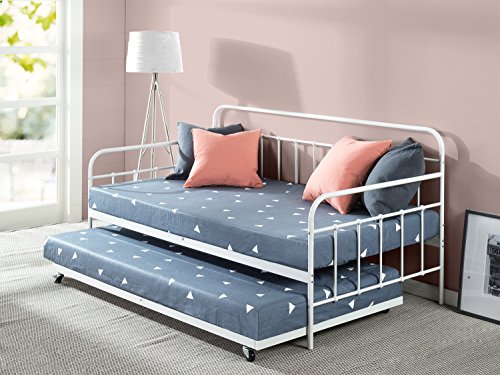 Product Cover Zinus Florence Twin Daybed and Trundle Frame Set / Premium Steel Slat Support / Daybed and Roll Out Trundle Accommodate / Twin Size Mattresses Sold Separately