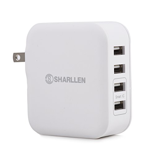 Product Cover 4-Port USB Wall Travel Charger,31 W/6.2A Charger Desktop Charger with Folding Plug Portable Travel Charger for iPhone Xs/XS max/XR/X/8/7/ 6s, iPad Pro/Air 2 / Mini, Galaxy S7 / S6, Note 5/4-SHARLLEN
