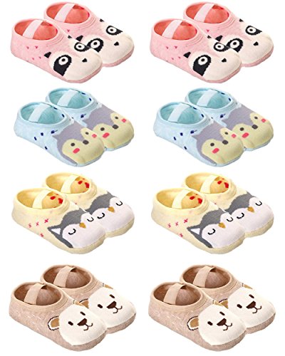 Product Cover QandSweat Baby Toddler Non-skid Socks Little Girls Cute Cartoon Floor Socks 8-Pairs 8-36M (Cartoon 8 Pairs)