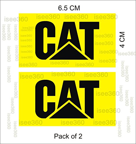 Product Cover ISEE 360 Water Resistance Die Cut Vinyl Decal Cat Logo Sticker for Handle Bar Disc Box, Bike Chaise, Visor, Mudguard, Car (Yellow, Small) - Pack of 2