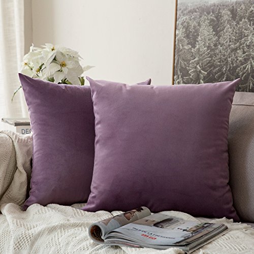 Product Cover MIULEE Pack of 2, Velvet Soft Soild Decorative Square Throw Pillow Covers Set Cushion Case for Sofa Bedroom Car 18 x 18 Inch 45 x 45 cm