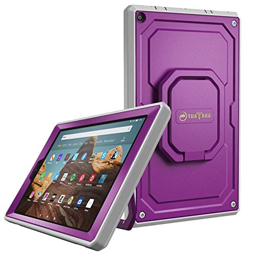 Product Cover Fintie Case for All-New Amazon Fire HD 10 (7th and 9th Generations, 2017 and 2019 Releases) - [Tuatara Magic Ring] 360 Rotating Multi-Functional Grip Carry Cover w/Built-in Screen Protector, Purple