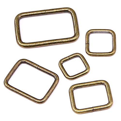 Product Cover Swpeet 50 Pcs Bronze Assorted Metal Rectangle Ring, Webbing Belts Buckle for for Belt Bags DIY Accessories - 13mm / 15mm / 20mm / 25mm / 35mm