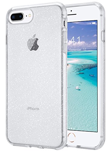 Product Cover ULAK Clear Glitter Case for iPhone 8 Plus, iPhone 7 Plus Case Clear, Slim Fit Hybrid Shock Absorption TPU Bumper Cover for iPhone 7 Plus/iPhone 8 Plus (2017) - Clear Glitter
