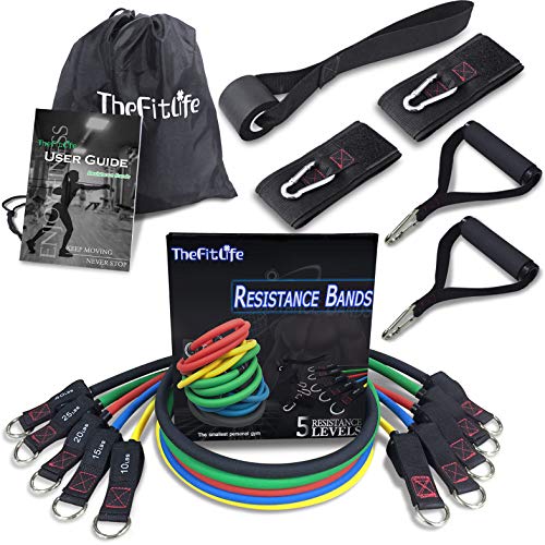 Product Cover TheFitLife Exercise and Workout Resistance Bands - Training Tube Set Stackable up to 110 lbs for Indoor and Outdoor Sports, Fitness, Speed Strength, Baseball Softball, Home Gym, Yoga