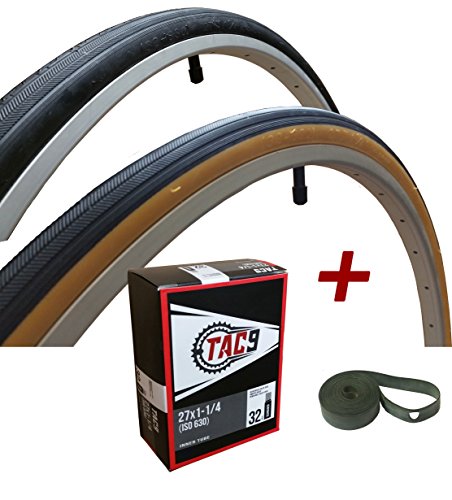 Product Cover TAC 9 - 27x1-1/4 Bike Tire, Bonus Tube and Rim Strip - Select Gum Wall or Black Wall